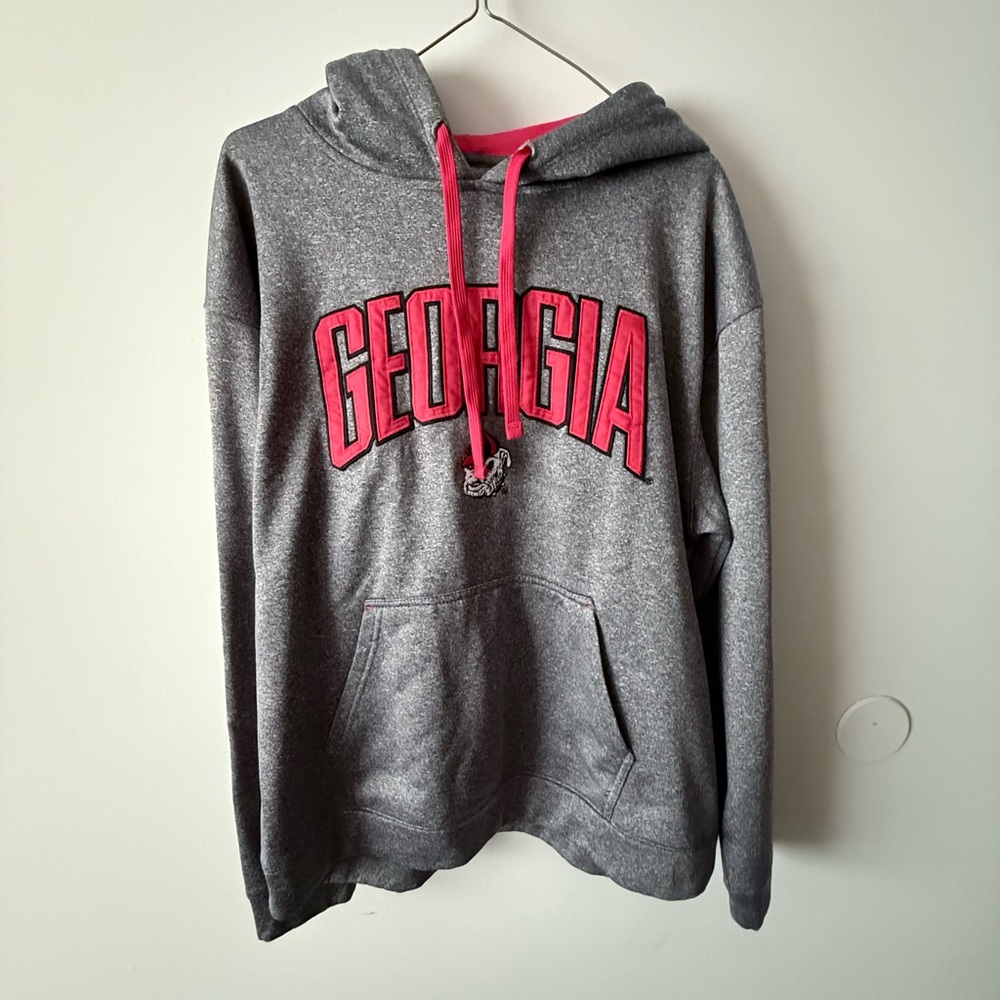 Champion Gray and Red Georgia Men's Champion Hoodie